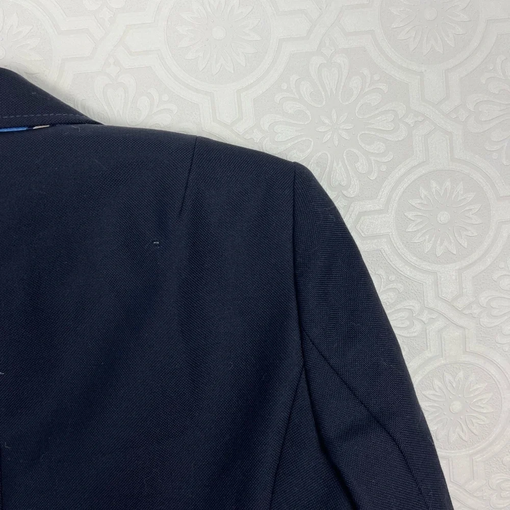 J Crew 100% Wool Navy Blue Blazer Jacket Preppy Dark Academia Career Work‎